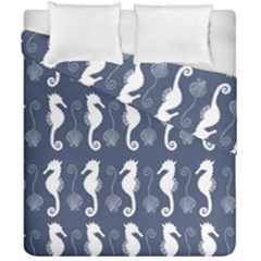 Seahorse And Shell Pattern Duvet Cover Double Side (california King Size) by Simbadda