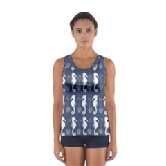 Seahorse And Shell Pattern Women s Sport Tank Top  by Simbadda