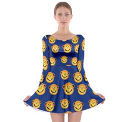 Monkeys Seamless Pattern Long Sleeve Skater Dress by Simbadda