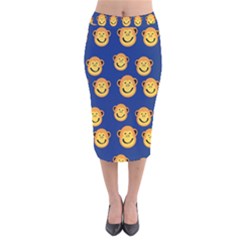 Monkeys Seamless Pattern Velvet Midi Pencil Skirt