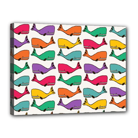 Small Rainbow Whales Canvas 16  X 12  by Simbadda