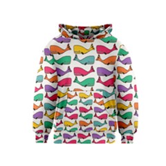 Small Rainbow Whales Kids  Pullover Hoodie by Simbadda