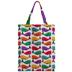 Small Rainbow Whales Zipper Classic Tote Bag by Simbadda