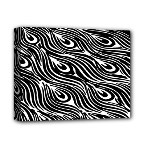 Digitally Created Peacock Feather Pattern In Black And White Deluxe Canvas 14  X 11  by Simbadda