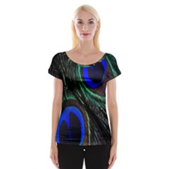 Peacock Feather Women s Cap Sleeve Top by Simbadda