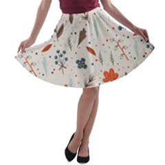 Seamless Floral Patterns  A-line Skater Skirt by TastefulDesigns