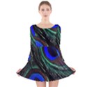 Peacock Feather Long Sleeve Velvet Skater Dress View1