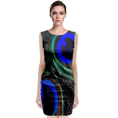 Peacock Feather Classic Sleeveless Midi Dress by Simbadda