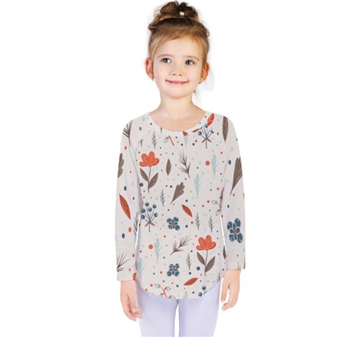 Seamless Floral Patterns  Kids  Long Sleeve Tee by TastefulDesigns