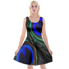 Peacock Feather Reversible Velvet Sleeveless Dress