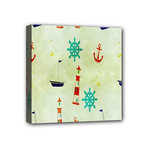 Vintage Seamless Nautical Wallpaper Pattern Mini Canvas 4  X 4  by Simbadda