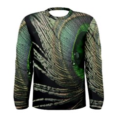 Feather Peacock Drops Green Men s Long Sleeve Tee by Simbadda