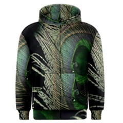 Feather Peacock Drops Green Men s Zipper Hoodie by Simbadda