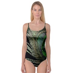 Feather Peacock Drops Green Camisole Leotard  by Simbadda