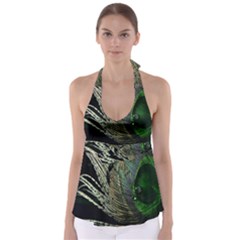 Feather Peacock Drops Green Babydoll Tankini Top by Simbadda