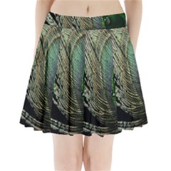 Feather Peacock Drops Green Pleated Mini Skirt by Simbadda