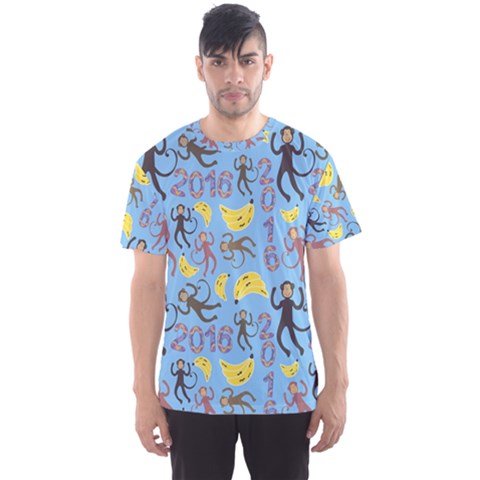 Cute Monkeys Seamless Pattern Men s Sport Mesh Tee by Simbadda