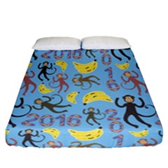 Cute Monkeys Seamless Pattern Fitted Sheet (queen Size)