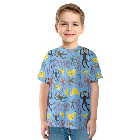 Cute Monkeys Seamless Pattern Kids  Sport Mesh Tee by Simbadda