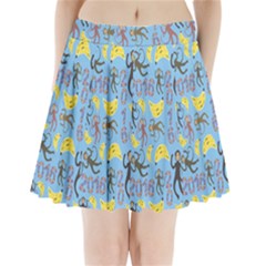 Cute Monkeys Seamless Pattern Pleated Mini Skirt by Simbadda