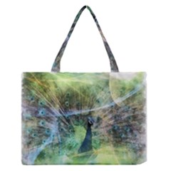 Digitally Painted Abstract Style Watercolour Painting Of A Peacock Medium Zipper Tote Bag by Simbadda