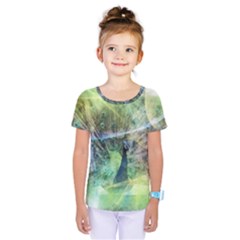 Digitally Painted Abstract Style Watercolour Painting Of A Peacock Kids  One Piece Tee