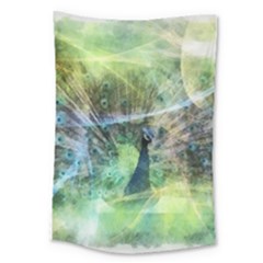 Digitally Painted Abstract Style Watercolour Painting Of A Peacock Large Tapestry by Simbadda