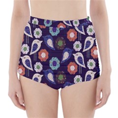 Cute Birds Pattern High-waisted Bikini Bottoms by Simbadda