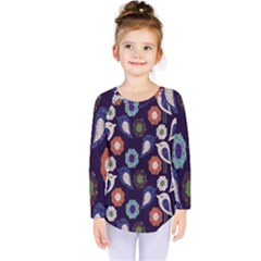 Cute Birds Pattern Kids  Long Sleeve Tee