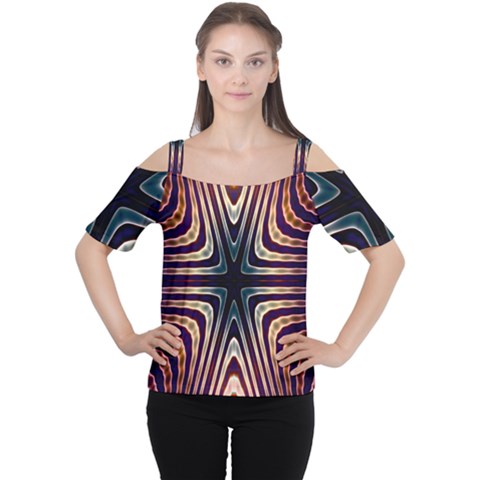 Colorful Seamless Vibrant Pattern Women s Cutout Shoulder Tee by Simbadda