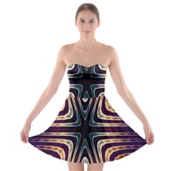 Colorful Seamless Vibrant Pattern Strapless Bra Top Dress by Simbadda