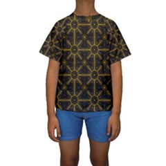 Seamless Symmetry Pattern Kids  Short Sleeve Swimwear by Simbadda