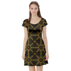 Seamless Symmetry Pattern Short Sleeve Skater Dress by Simbadda