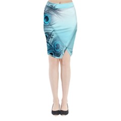 Feathery Background Midi Wrap Pencil Skirt by Simbadda