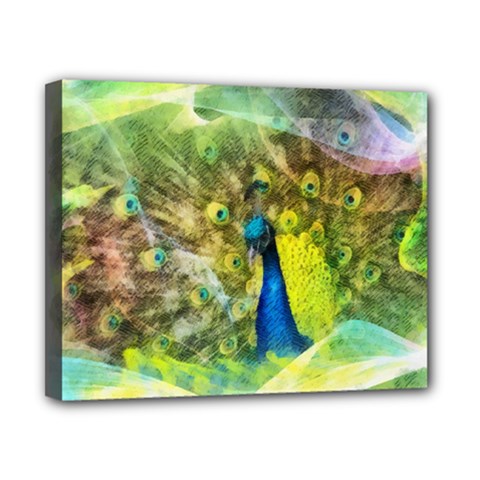 Peacock Digital Painting Canvas 10  X 8  by Simbadda