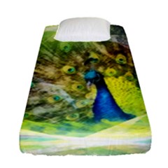 Peacock Digital Painting Fitted Sheet (single Size)