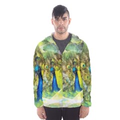 Peacock Digital Painting Hooded Wind Breaker (men) by Simbadda