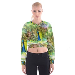 Peacock Digital Painting Women s Cropped Sweatshirt