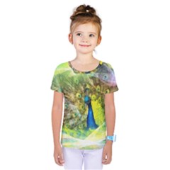 Peacock Digital Painting Kids  One Piece Tee