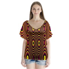 Vibrant Pattern Flutter Sleeve Top