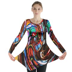 Abstract Chinese Inspired Background Long Sleeve Tunic  by Simbadda