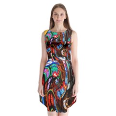 Abstract Chinese Inspired Background Sleeveless Chiffon Dress   by Simbadda