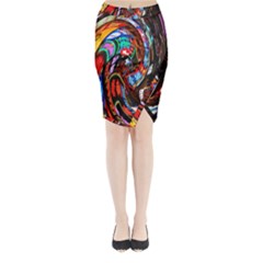 Abstract Chinese Inspired Background Midi Wrap Pencil Skirt by Simbadda