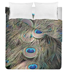 Colorful Peacock Feathers Background Duvet Cover Double Side (queen Size) by Simbadda