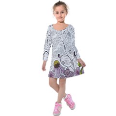 Abstract Pattern Kids  Long Sleeve Velvet Dress