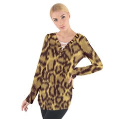 Seamless Animal Fur Pattern Women s Tie Up Tee by Simbadda