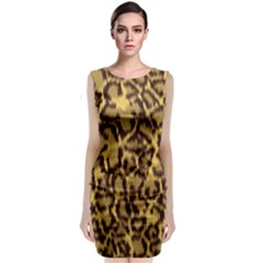 Seamless Animal Fur Pattern Sleeveless Velvet Midi Dress