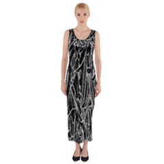 Gray Background Pattern Fitted Maxi Dress by Simbadda