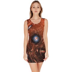 Fractal Peacock World Background Sleeveless Bodycon Dress by Simbadda