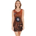 Fractal Peacock World Background Sleeveless Bodycon Dress View1